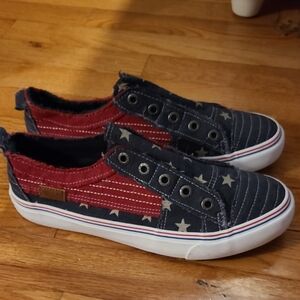 Blowfish Red and Blue Sneakers with Star Patterns